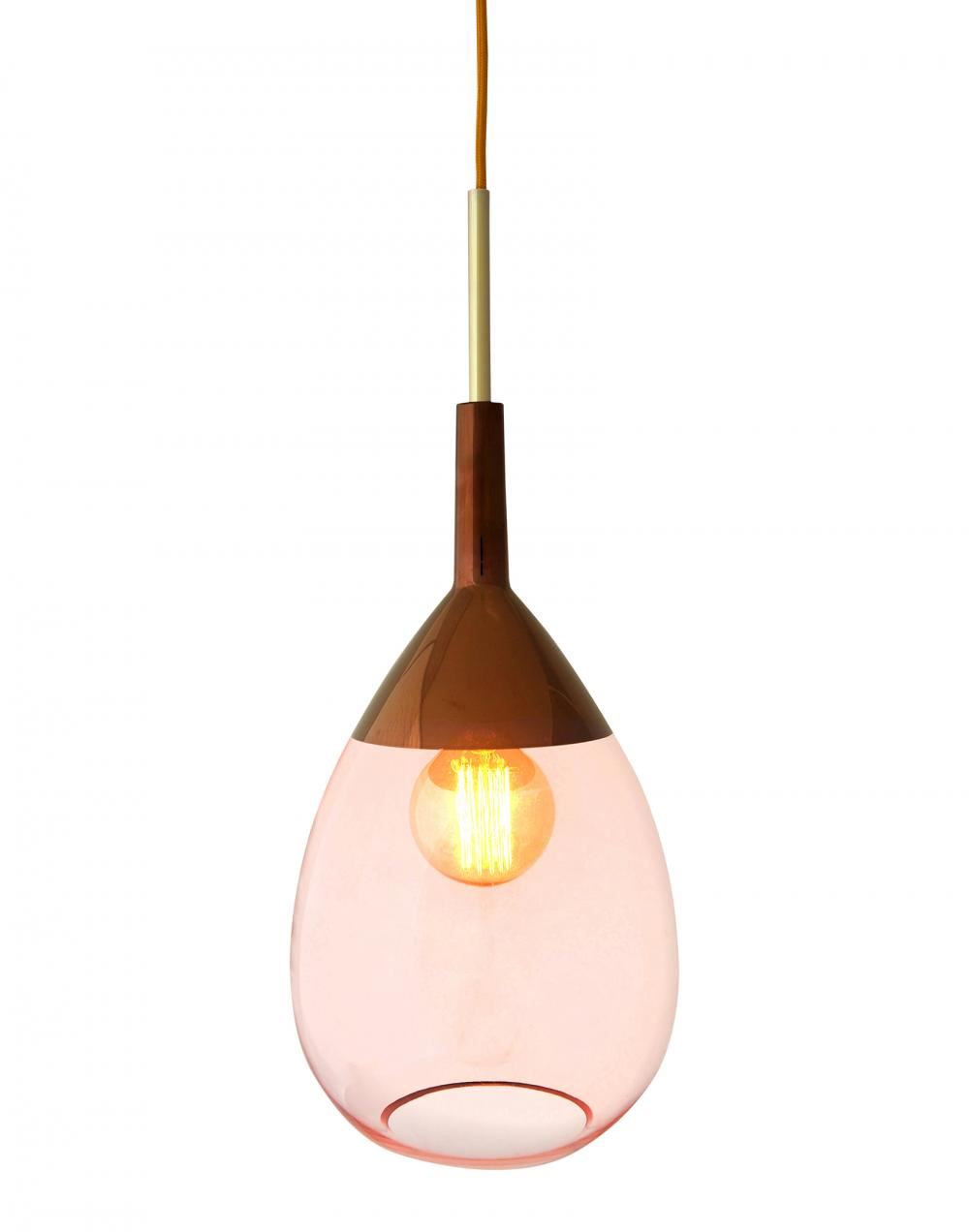 Ebb Flow Lute Pendant Medium Coral Copper Glass Pink Designer Pendant Lighting