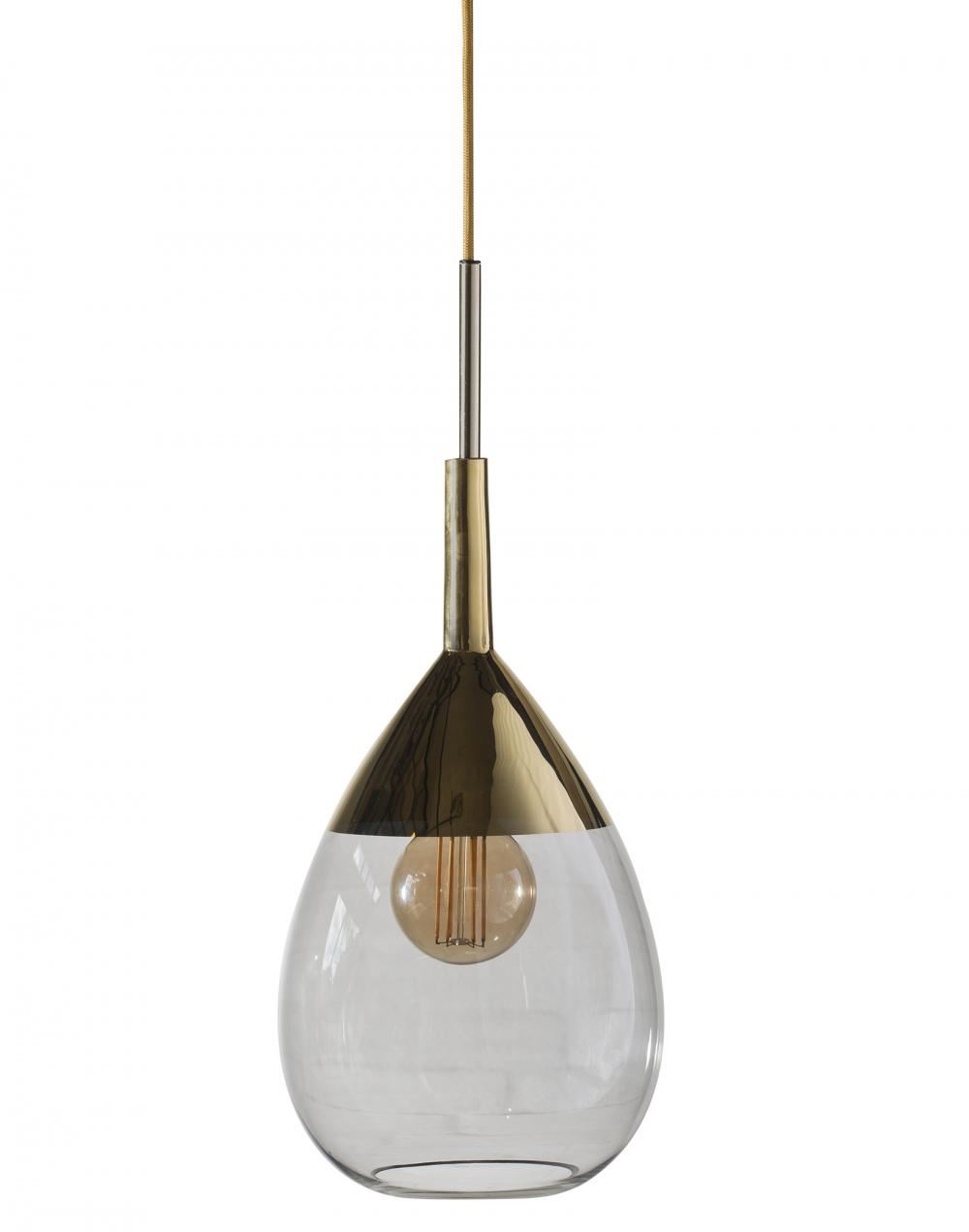 Ebb Flow Lute Pendant Medium Smokey Grey Gold Glass Designer Pendant Lighting