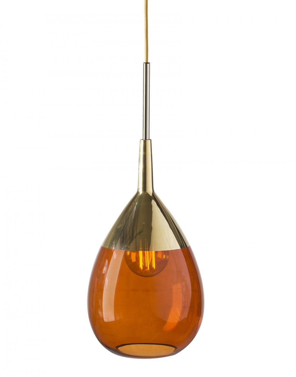 Ebb Flow Lute Pendant Medium Rust Gold Glass Orange Designer Pendant Lighting