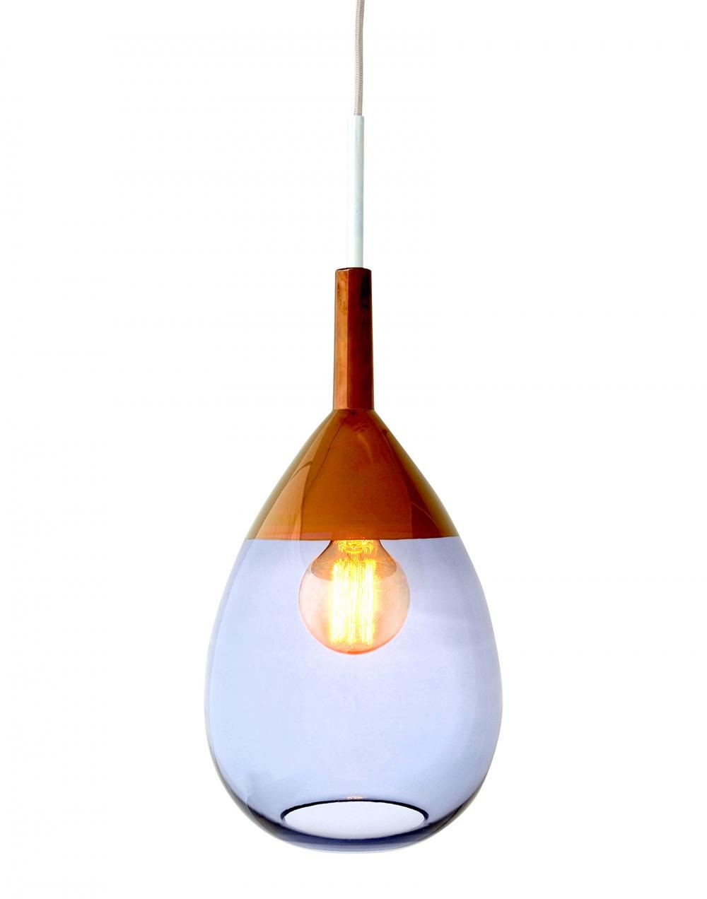 Ebb Flow Lute Pendant Medium Blue Copper Glass Designer Pendant Lighting