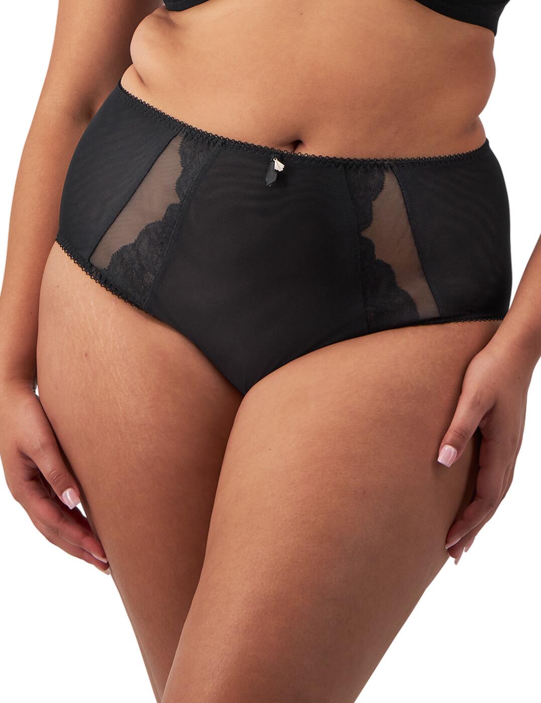 Elevate your lingerie wardrobe with this sophisticated yet alluring full brief from Elomi's Cate Allure collection! Designed for those who love comfort but refuse to compromise on style, this gorgeous brief is an absolute must have. A double layer-stretch mesh front, sides, and rear feels wonderful against your skin and also ensures your modesty. This is contrasted perfectly with the provocative, semi-sheer side panels with encapsulated lace for a sultry, sensual aesthetic and total invisibility under clothing! The high-waist and full rear coverage work to flatter and frame your curves, and the delicate bow at the centre front offers a final eye-catching flourish to these beautiful briefs! Pair with a matching bra from the Cate Allure collection for a timeless, yet daring ensemble!