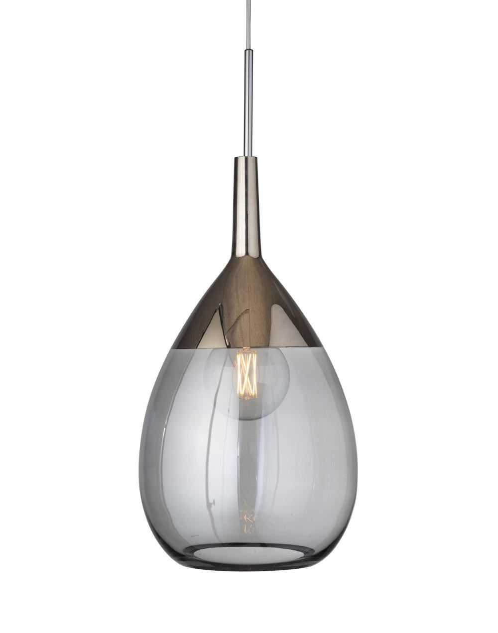 Ebb Flow Lute Pendant Xl Smokey Grey Platinum Glass Designer Pendant Lighting