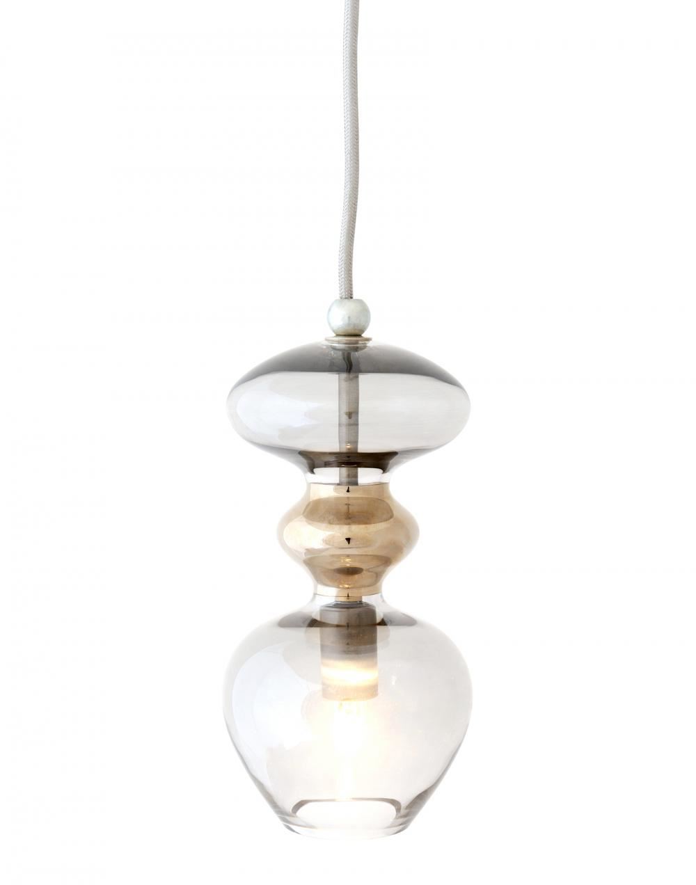 Ebb Flow Futura Pendant Small Smokey Grey Silver Fittings Designer Pendant Lighting