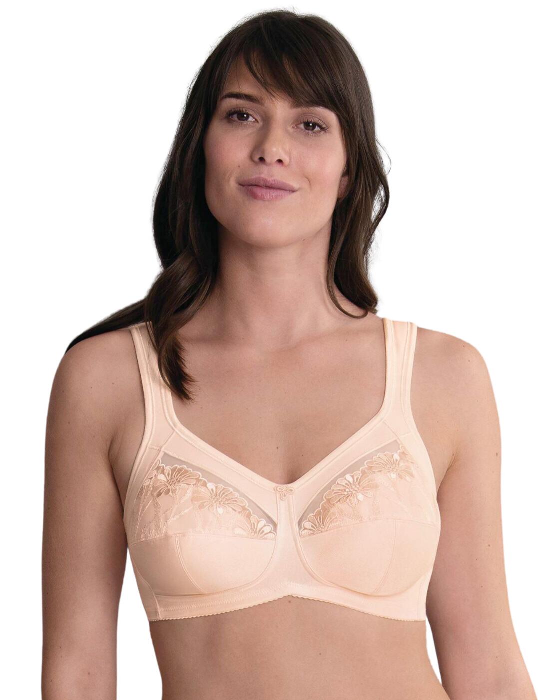 The Sanifa support bra by Anita lets you go wire-free while still experiencing great support. Beautiful floral embroidery is featured on the top part of the cups, giving you the perfect mix of style and coverage. Designed with anatomically shaped underbust to decrease pressure and allow for all day comfort. The full cup design makes this bra perfect for everyday wear, allowing for excellent projection and shape. With softly padded shoulder straps, you'll be sure to feel secure throughout the day. A dainty embroidery detail between the cups adds a feminine touch to this classic everyday bra. Complete the look with the Sanifa Panty Girdle.  Wire-free Lined cups Full cup design Matching items available Floral embroidered design Composition: 50% Polyamide &pipe; 25% Polyester &pipe; 10% Elastane &pipe; 10% Vscose &pipe; 5% Cotton Listed in UK Sizes  51262-92536-1217081 5448  Support Bra