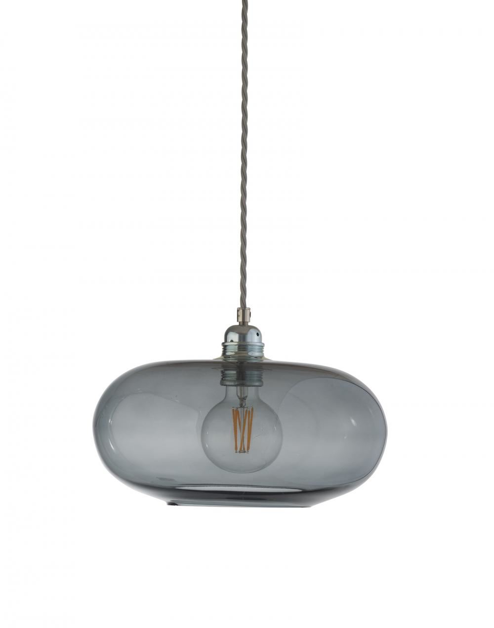 Ebb Flow Horizon Pendant 29cm Smokey Grey Silver Fittings Designer Pendant Lighting