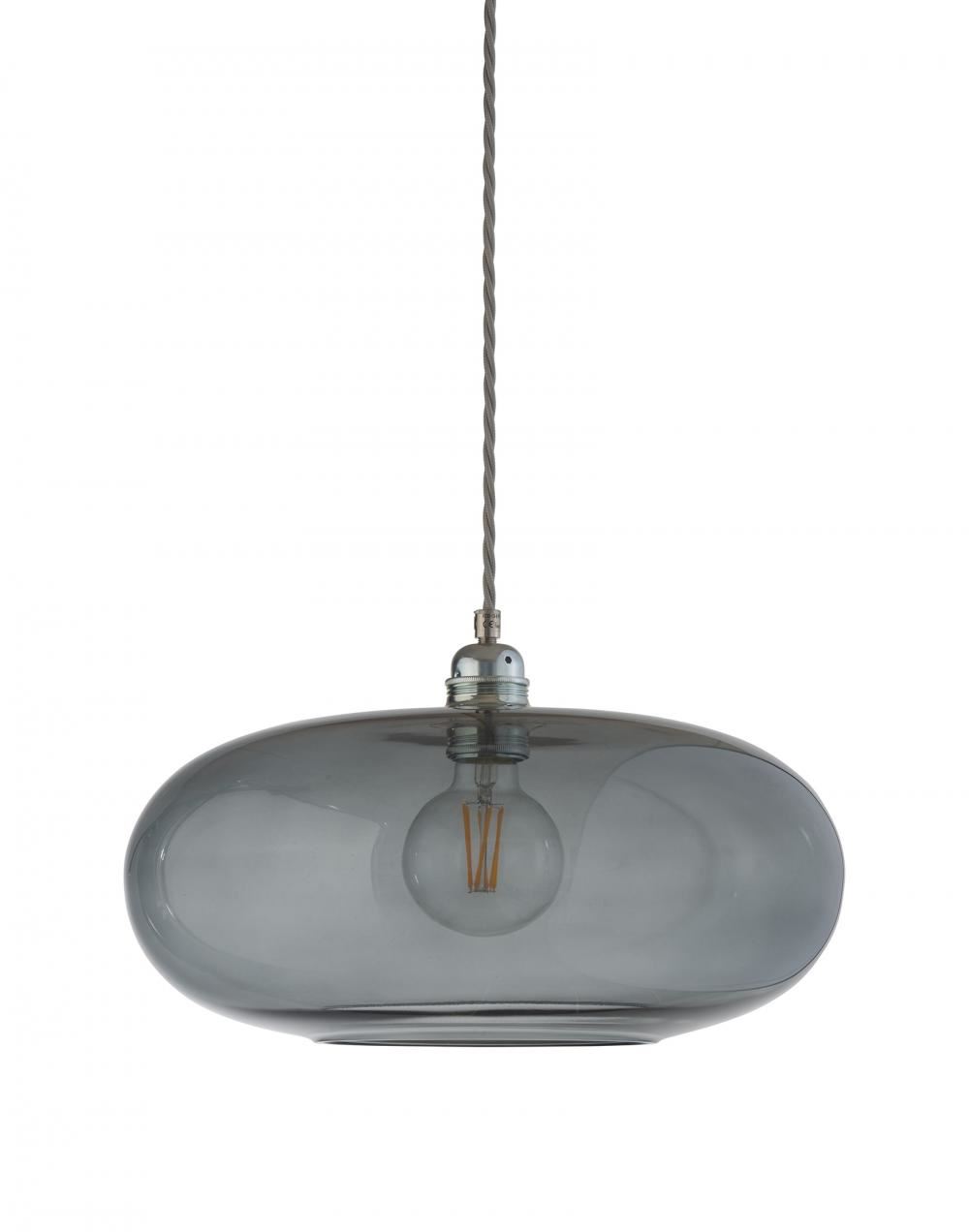 Ebb Flow Horizon Pendant 36cm Smokey Grey Silver Fittings Designer Pendant Lighting