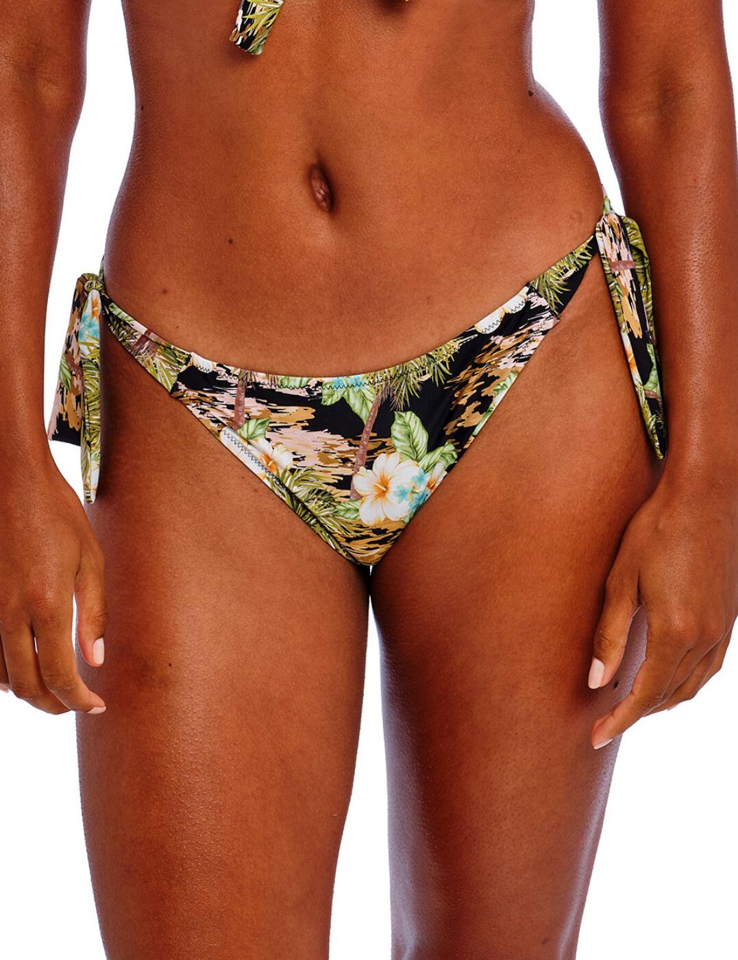 Add the Bahama Shores tie side bikini brief by Freya to your holiday wardrobe for an eye-catching beach look. With adjustable scarf ties at the side and medium rear coverage, this bikini bottom offers confidence and comfort in a flattering fit. The Hawaiian-inspired print is fun and flirty and the low-rise cut for maximum tanning potential. Complete the ensemble with a matching bikini top, also available.