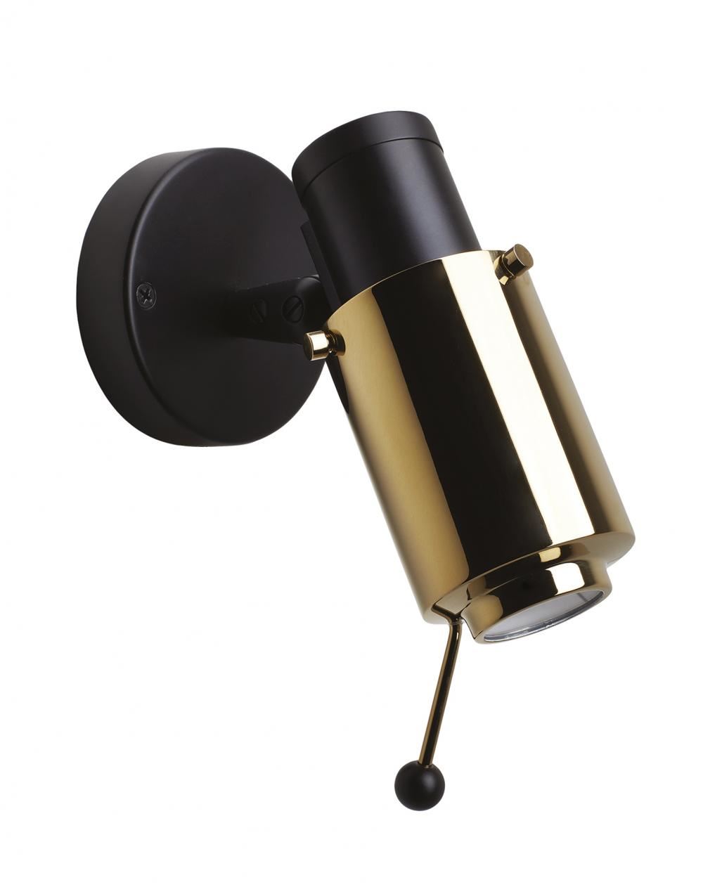 Dcw Editions Biny Spot Light Matt Black Body Gold Bulb Holder No Switch Wall Lighting