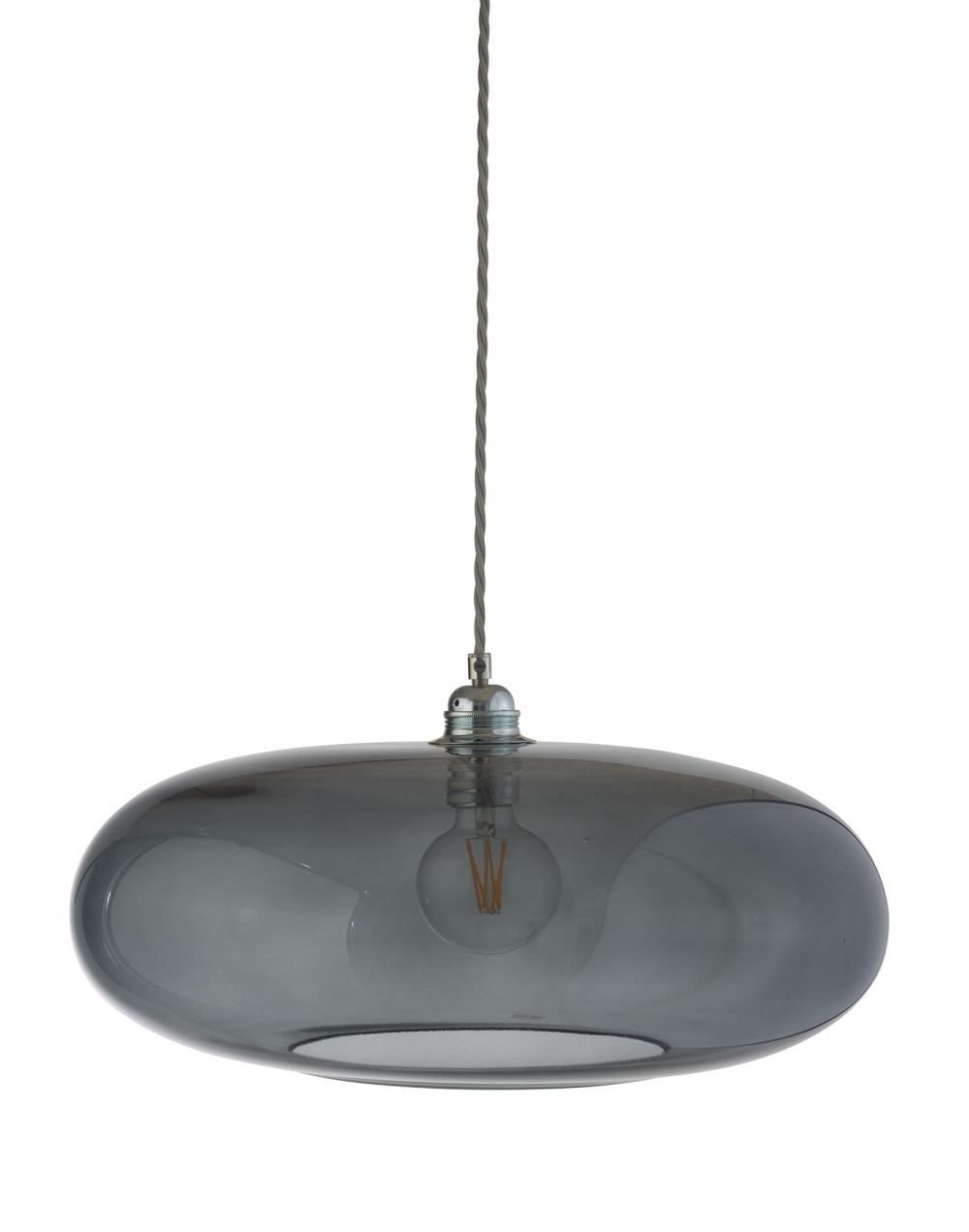 Ebb Flow Horizon Pendant 45cm Smokey Grey Silver Fittings Designer Pendant Lighting