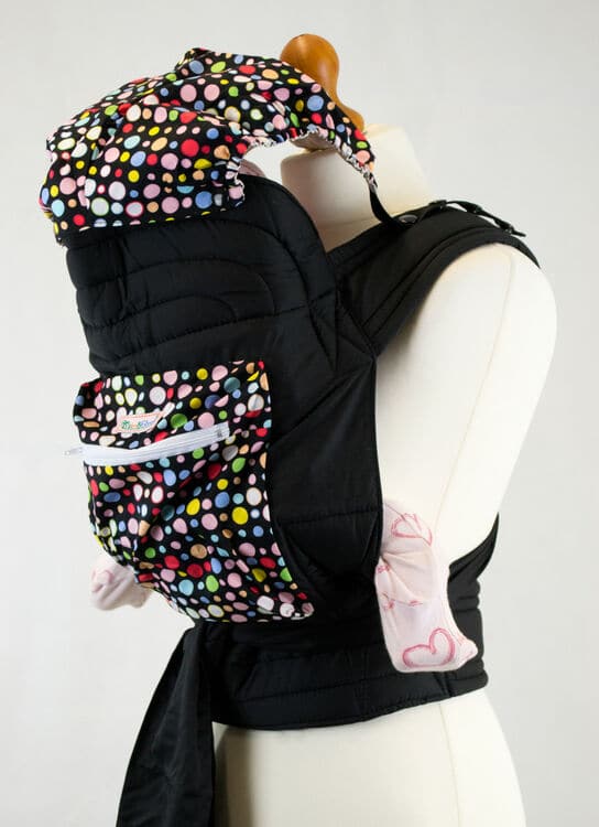Mei Tai Baby Sling With Hood Pocket - Bright Multi Spots