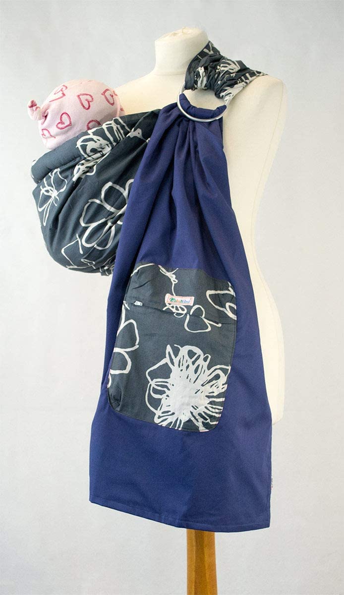 Palm and Pond Ring Sling - Grey White Floral/Blue