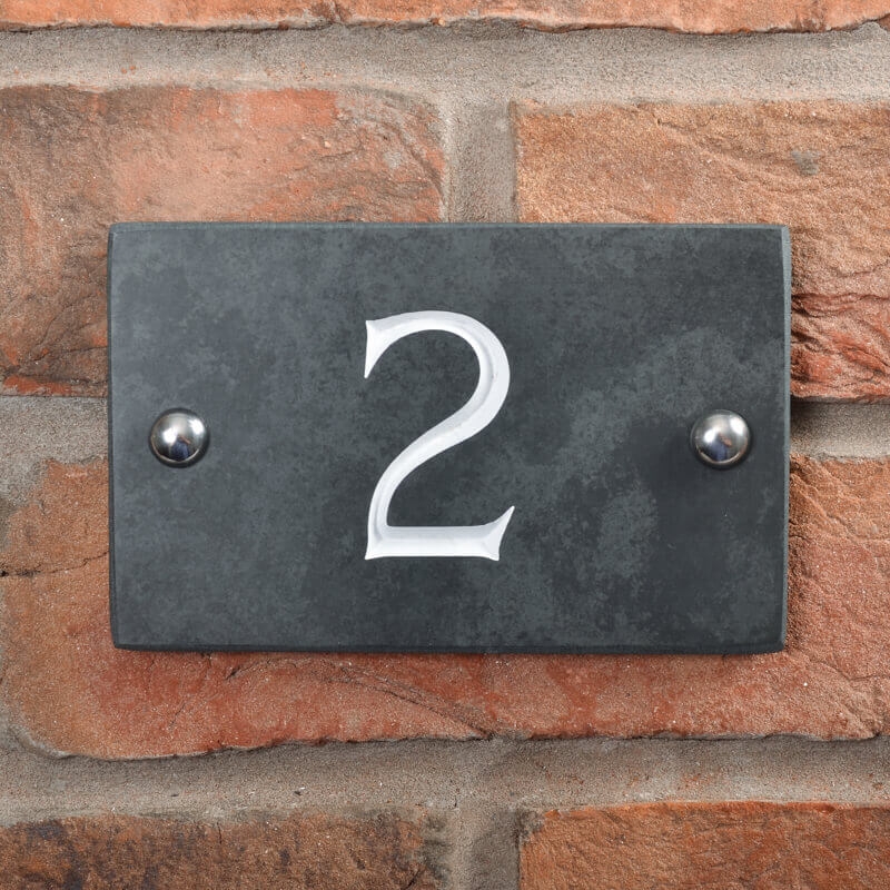 Slate house number 1 v-carved with white infill