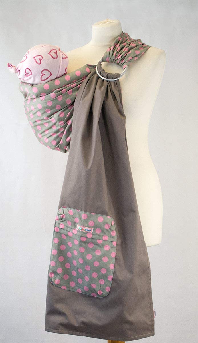 Palm and Pond Ring Sling - Grey With Pink Polka Dots