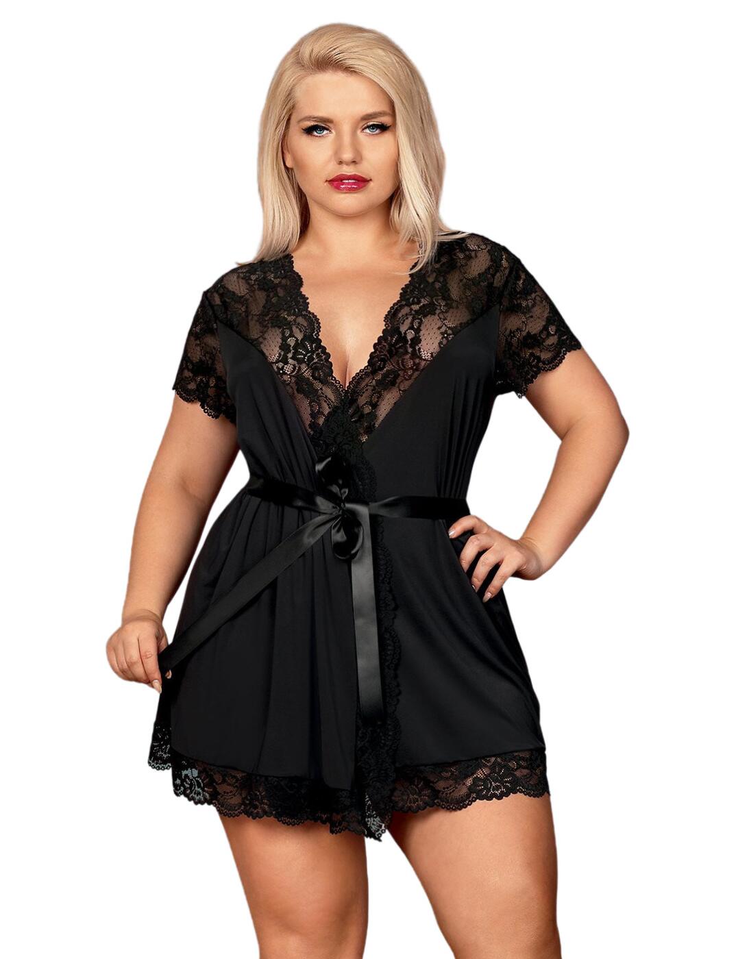 Alluring and so sensual Obsessive does not disappoint with a tantalising peignoir. This piece falls to a mini length that skims your gorgeous curves and with the seductive self-tie detailing that you can cinch and flatter your silhouette. This peignoir features a lace trim that adds a sophisticated flair to this must-have piece. The short sleeves add an airy flirtatious feel that cannot be resisted.  Mini-length Self-tie waist ribbon to cinch your waist Gorgeous lace trim Short sleeves Country of origin: China Composition: 85% Polyamide &pipe; 15% Elastane Listed in UK sizes  56776-100558-1308745 810-PEI-1 Peignoir (Robe)