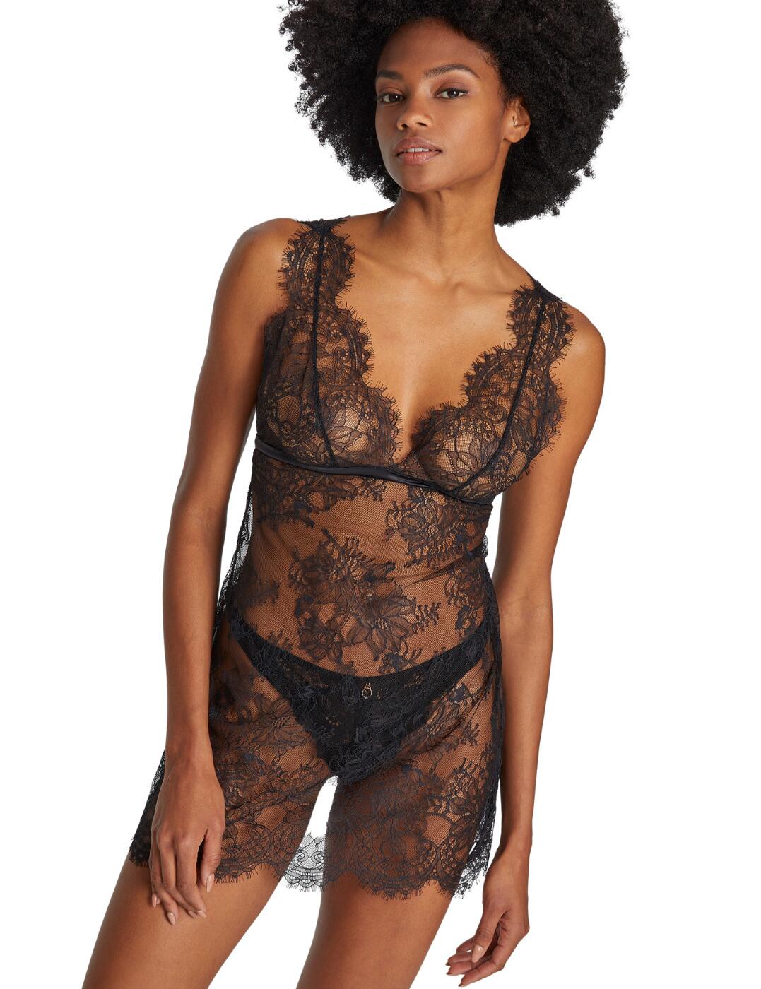 The Historie D'Unsoir range by Aubade brings this sexy nightie that will leave you feeling incredible. Made from luxurious materials, this nightie is covered in sheer lace with delicate scallop detailing around the edges. It has the shape of a mini dress with a mid-thigh length, sleeve-less and is tight-fitted which showcases your gorgeous silhouette. The nightie has plunging cups that enhance your cleavage. it is an easy pull-on style with non-adjustable straps.  Nightie All-over sheer lace Scallop edges detailing Mid-thigh length Sleeveless Tight fitting Plunging neckline Easy pull-on style and non-adjustable straps Country of origin: Tunisia Composition: Lace: 100% Polyamide Composition: 88% Polyester &pipe; 12% Elastane Listed in UK sizes  56991-100826-1307102 RZ40 Nightwear