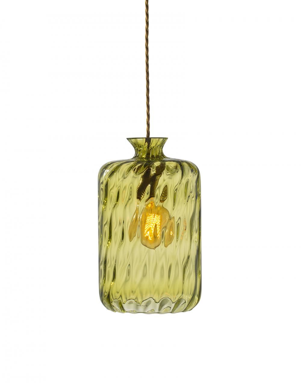 Ebb Flow Pillar Pendant Olive Glass Brass Fitting Green Designer Pendant Lighting