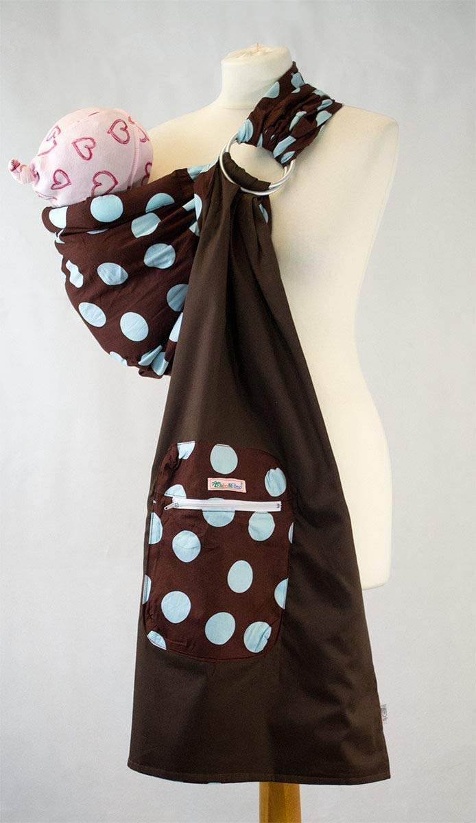 Ring Sling - Brown With Baby Blue Spots