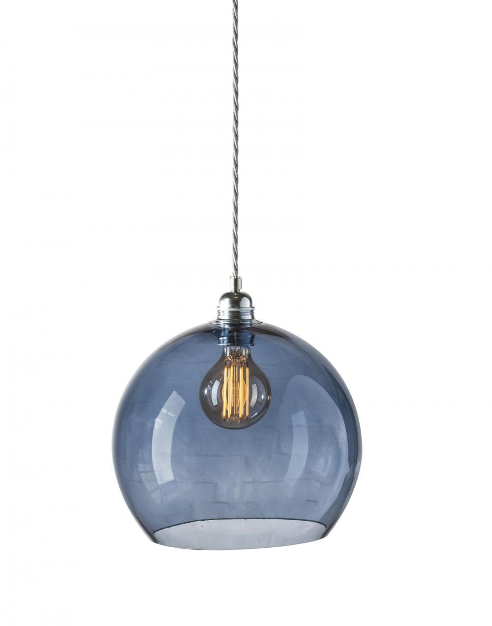 Ebb Flow Rowan Pendant Large Deep Blue Silver Fittings Designer Pendant Lighting