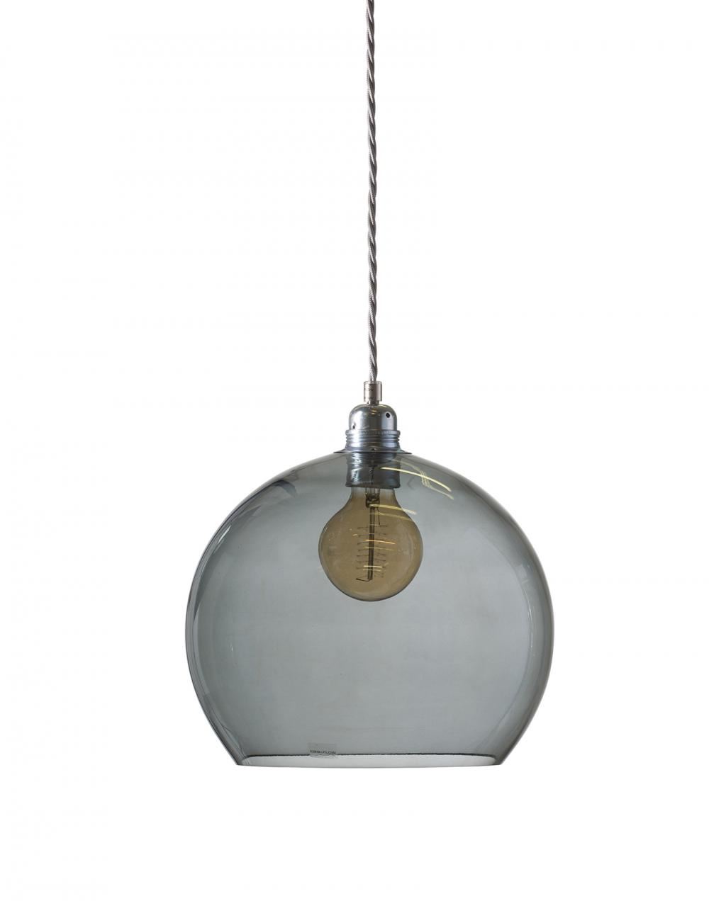 Ebb Flow Rowan Pendant Large Smoke Grey Silver Fittings Designer Pendant Lighting