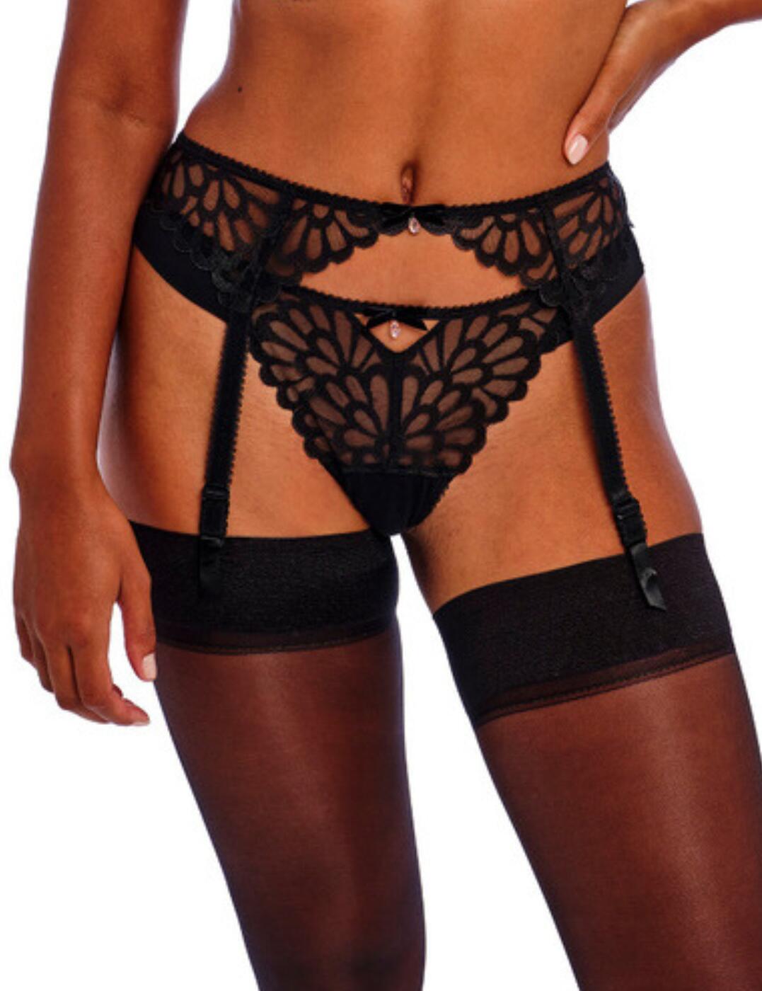 Feel sensual in the Loveland suspender belt by Freya, a perfect touch of spice to your lingerie collection. Boasting stunning feminine embroidery with a decorative elastic trim waist, this suspender aims to keep you stylish and secure. A hook and eye fastening with adjustable suspender straps can be used to create the desired fit. Situated on the centre front of the belt are delicate charms with added bows for a dainty finish. Try pairing with matching coordinates from the Loveland range for a complete bedroom look.