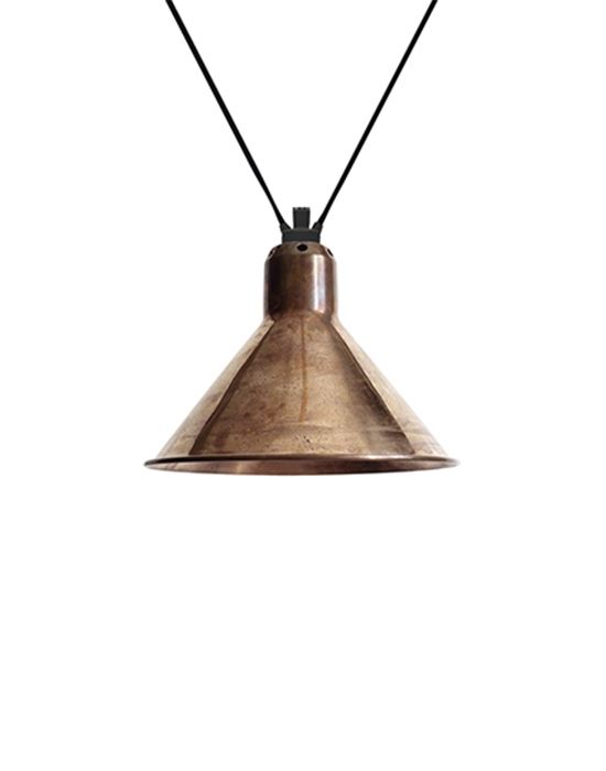 Dcw Editions Les Acrobates De Gras Pendant 323 Conical Shade Large Raw Copper With White Interior Designer Pendant Lighting