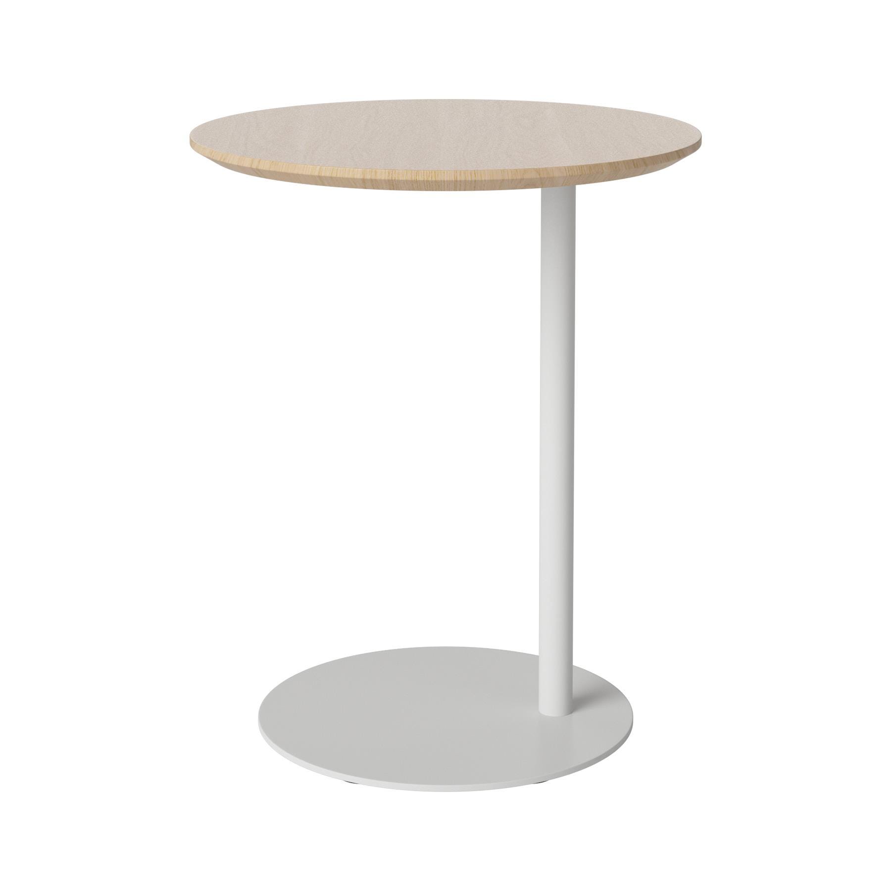 Bolia Pillar Side Table White Oiled Oak Grey Lacquered Steel Light Wood Designer Furniture From Holloways Of Ludlow