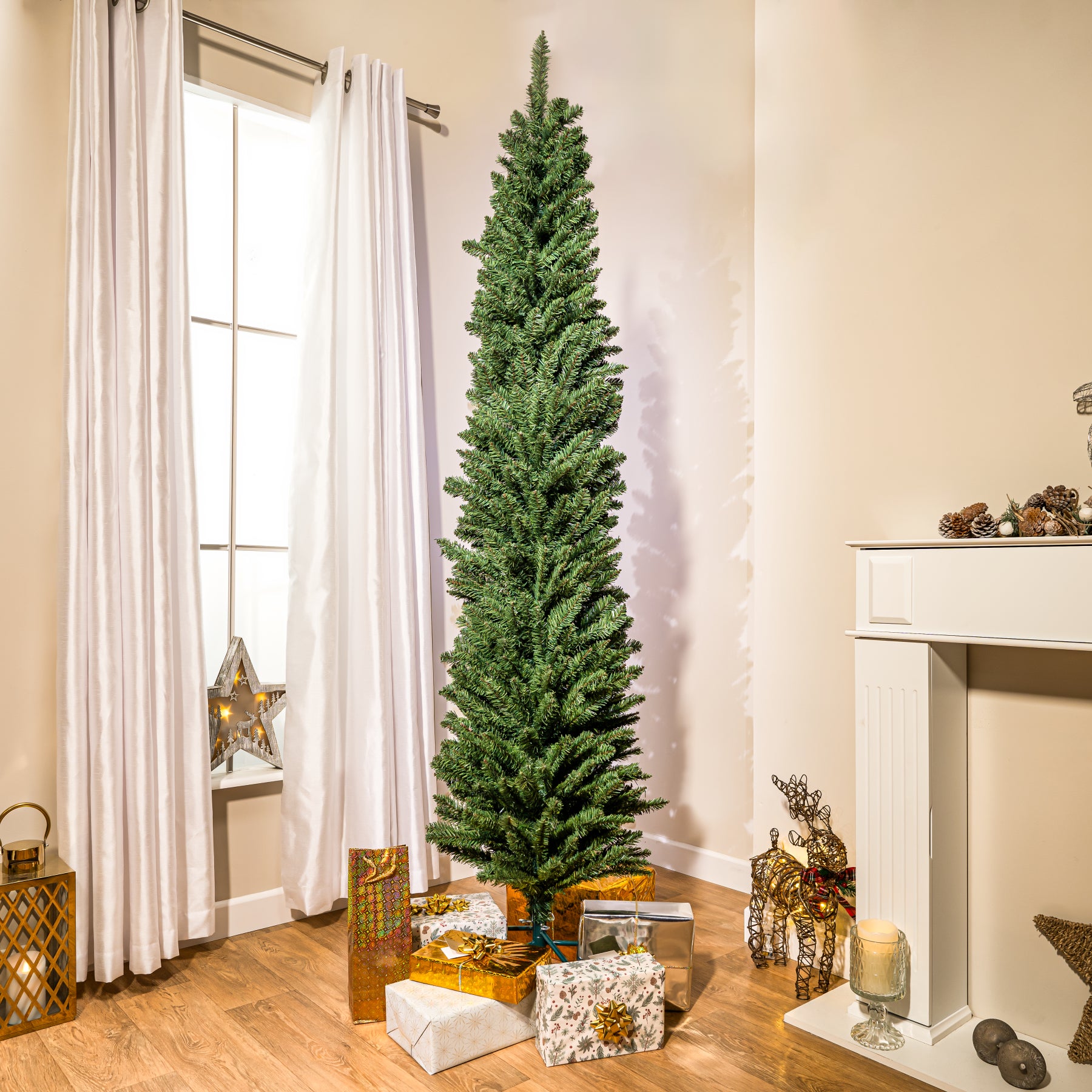 6ft - 7ft Davis Pencil Spruce Artificial Christmas Tree, 6ft