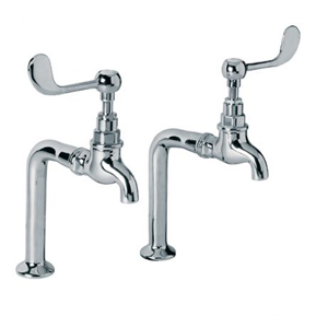 Lefroy Brooks Connaught Bibcock Kitchen Taps With Lever Handles And Pillars