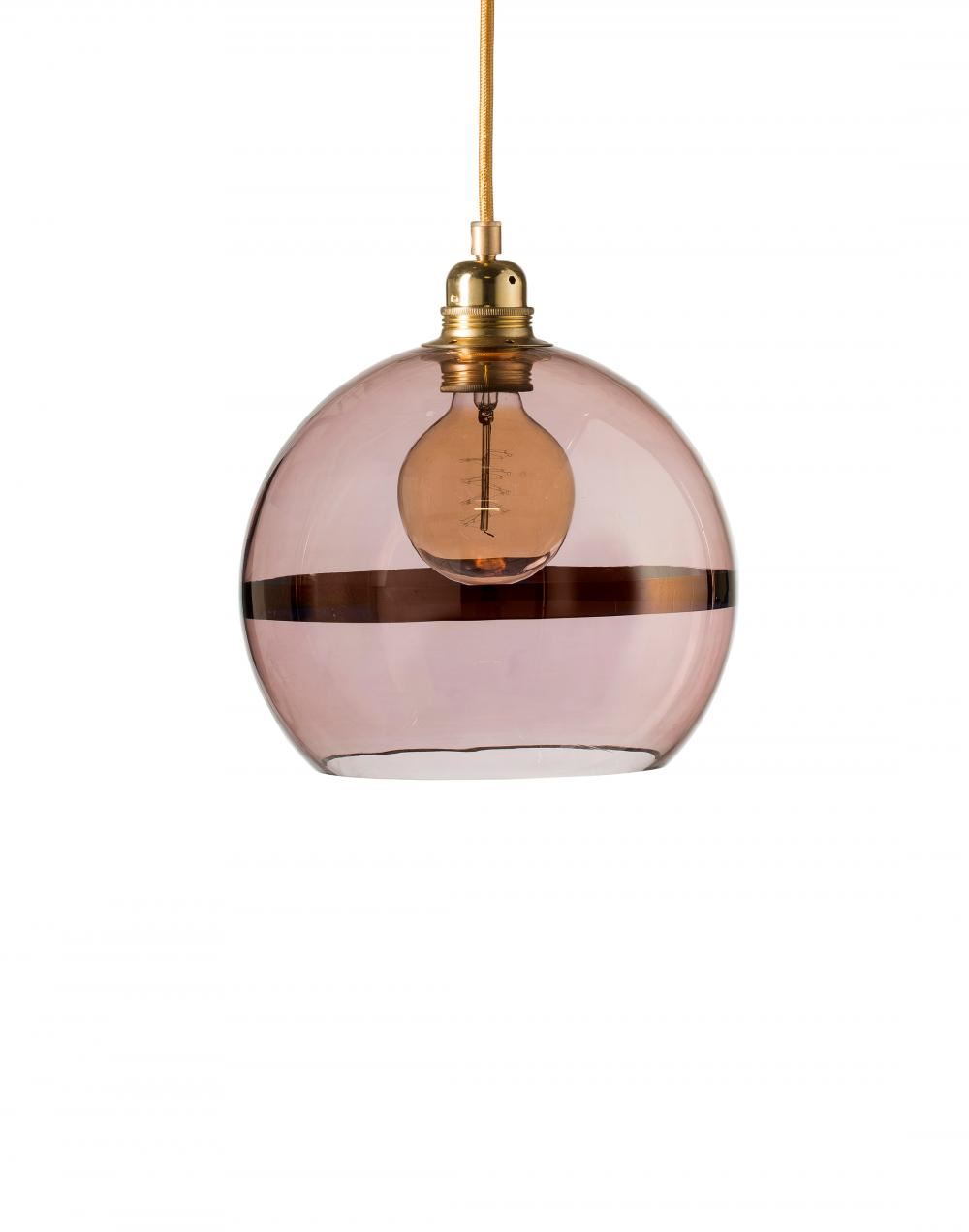 Ebb Flow Rowan Pendant With Stripe Medium Copper Stripe Obsidian Round Gold Wire Pink Designer Pendant Lighting