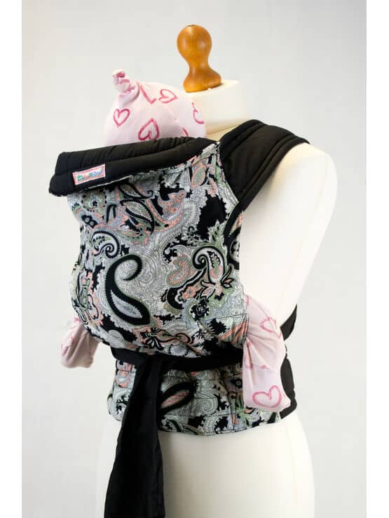 Palm and Pond Mei Tai Baby Carrier - Black Paisley Design