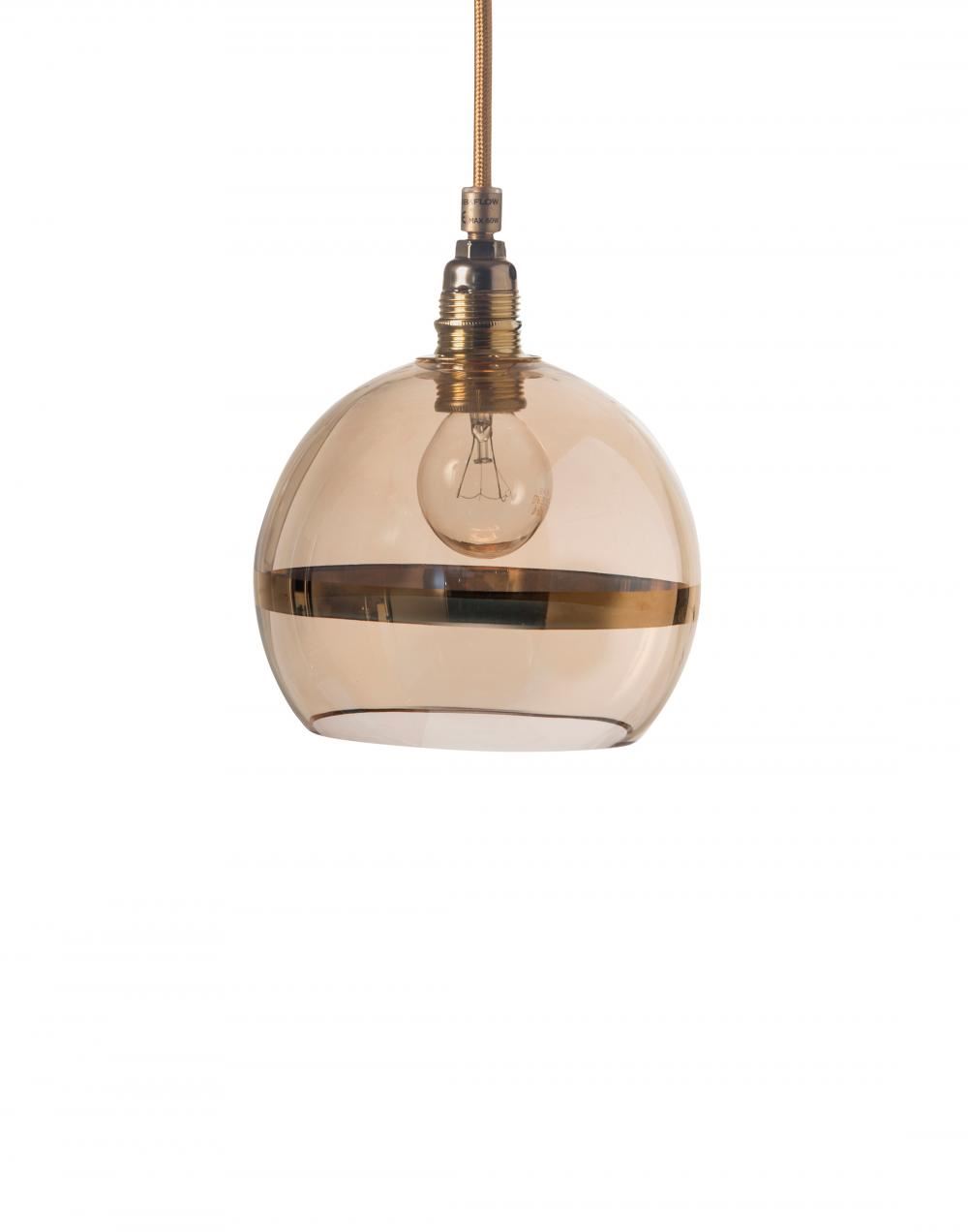 Ebb Flow Rowan Pendant With Stripe Small Gold Stripe Golden Smoke Round Gold Wire Brassgold Designer Pendant Lighting