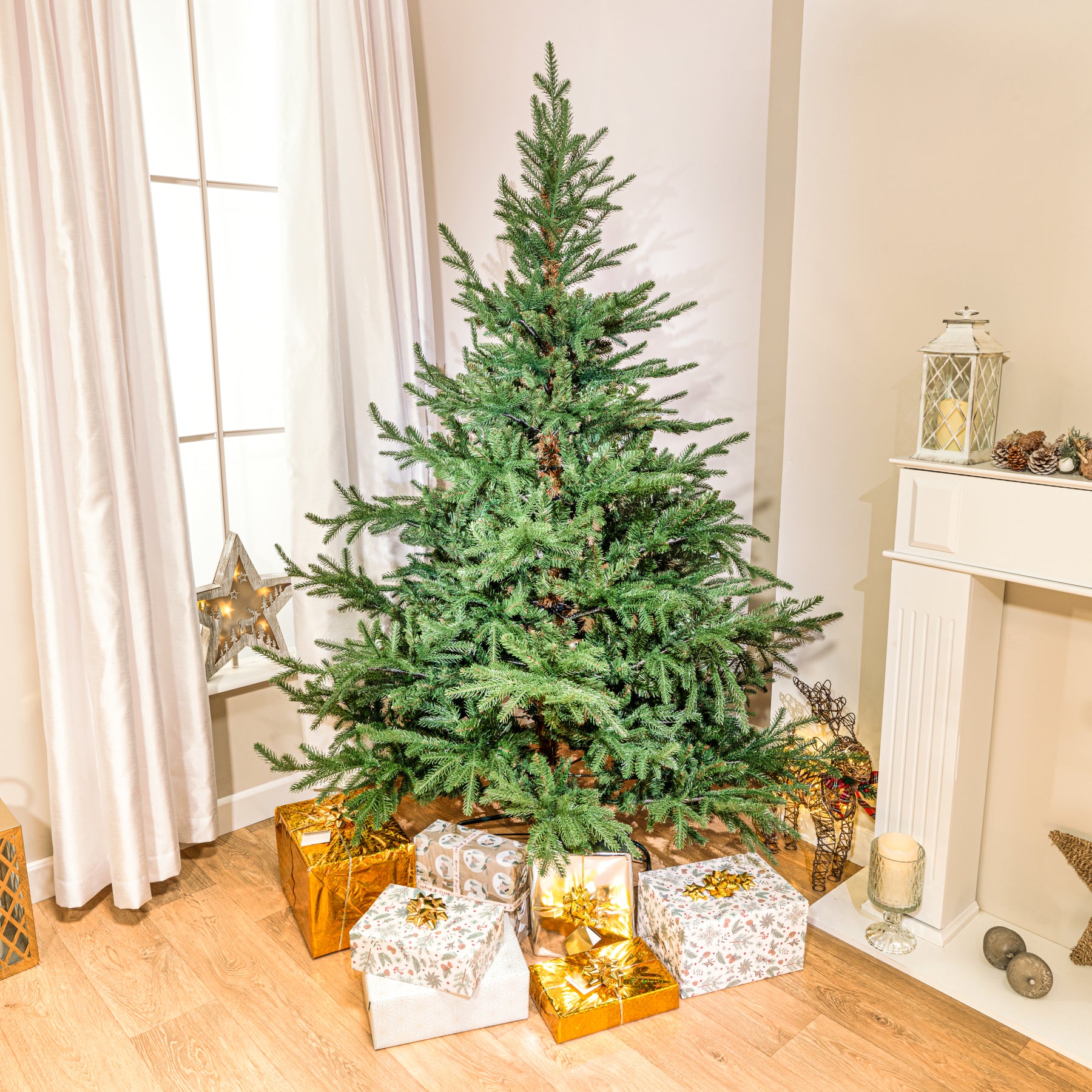 6ft - 7ft Portmagee Pine Artificial PE Christmas Tree, 6ft