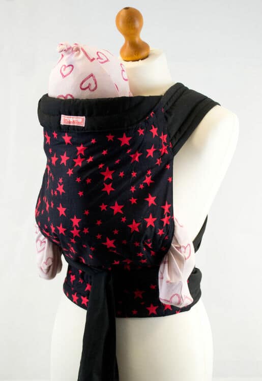 Palm and Pond Baby Mei Tai Sling - Black with Red Stars...