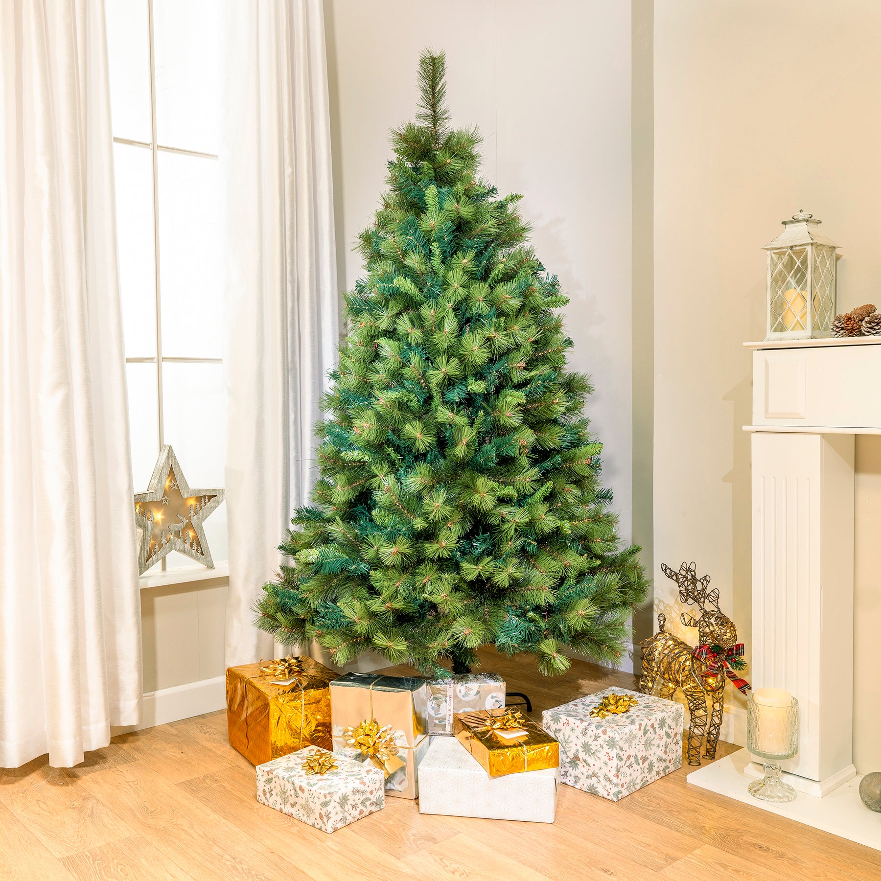 6ft - 7ft Amsterdam Pine Artificial Christmas Tree, 6ft