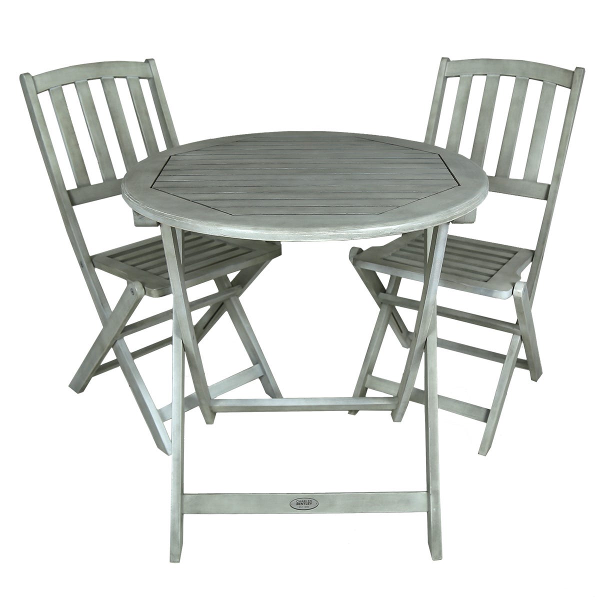 Charles Bentley Fsc174 Certified Acacia White Washed Wooden Bistro Set