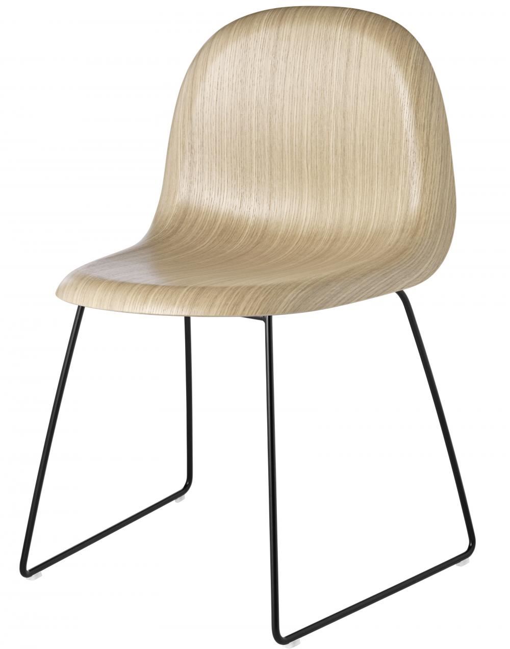 3d Dining Chair Sledge Base Unupholstered Oakwood Black
