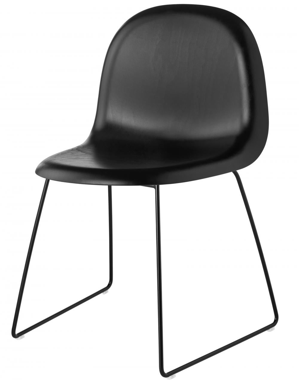 3d Dining Chair Sledge Base Unupholstered Black Stained Beechwood Black