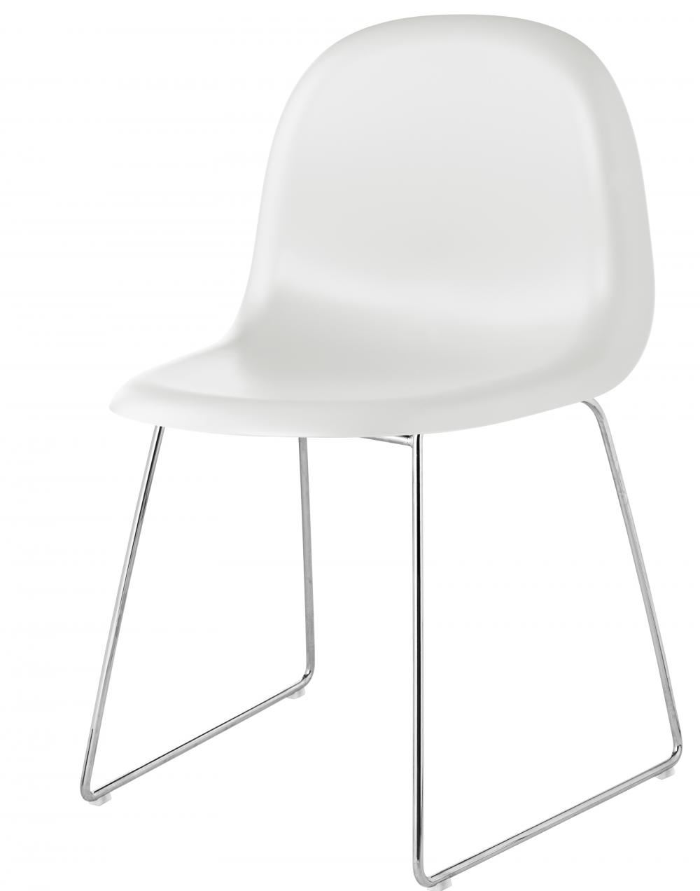 3d Dining Chair Sledge Base Unupholstered White Cloud Chrome