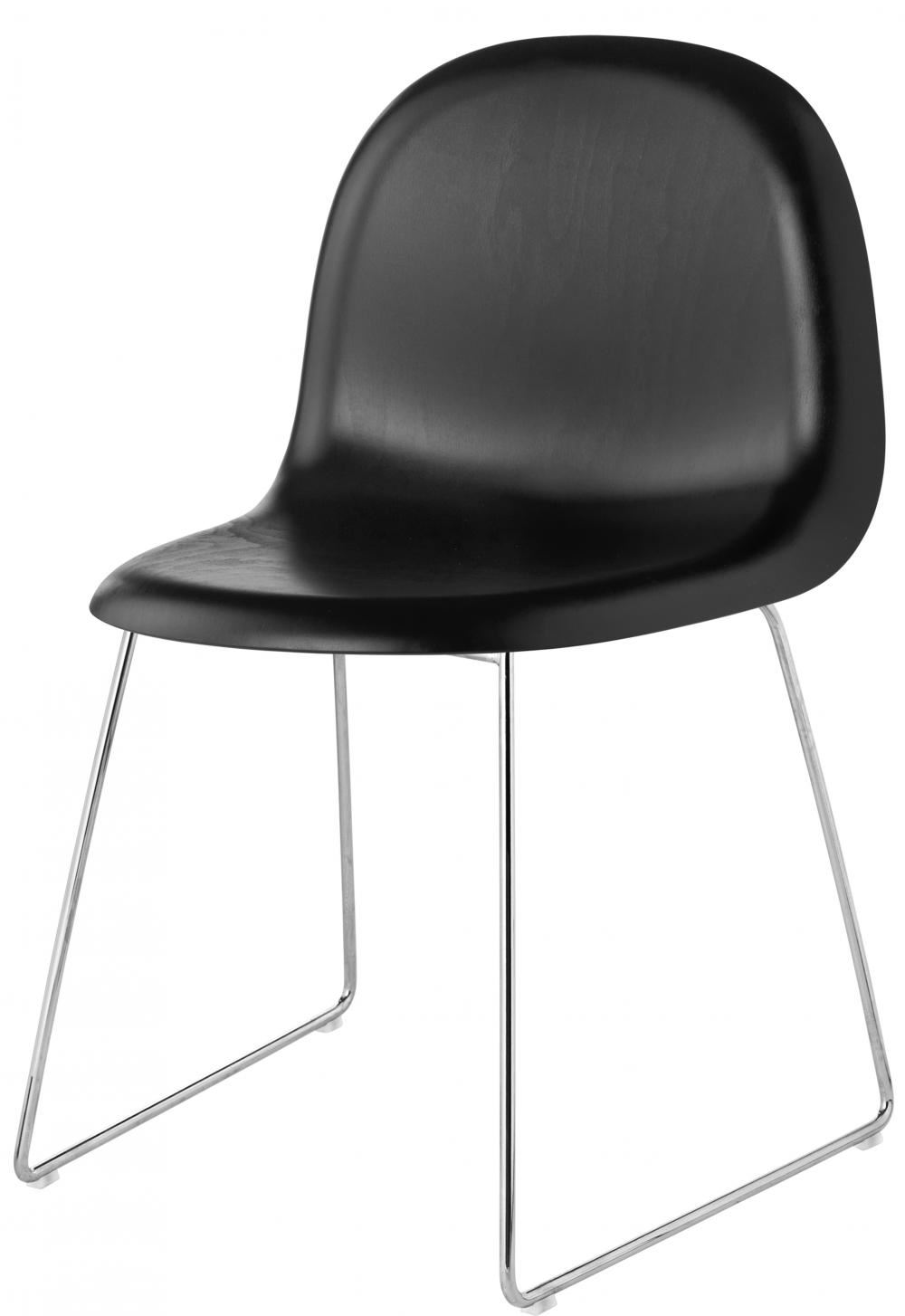 3d Dining Chair Sledge Base Unupholstered Black Stained Beechwood Chrome