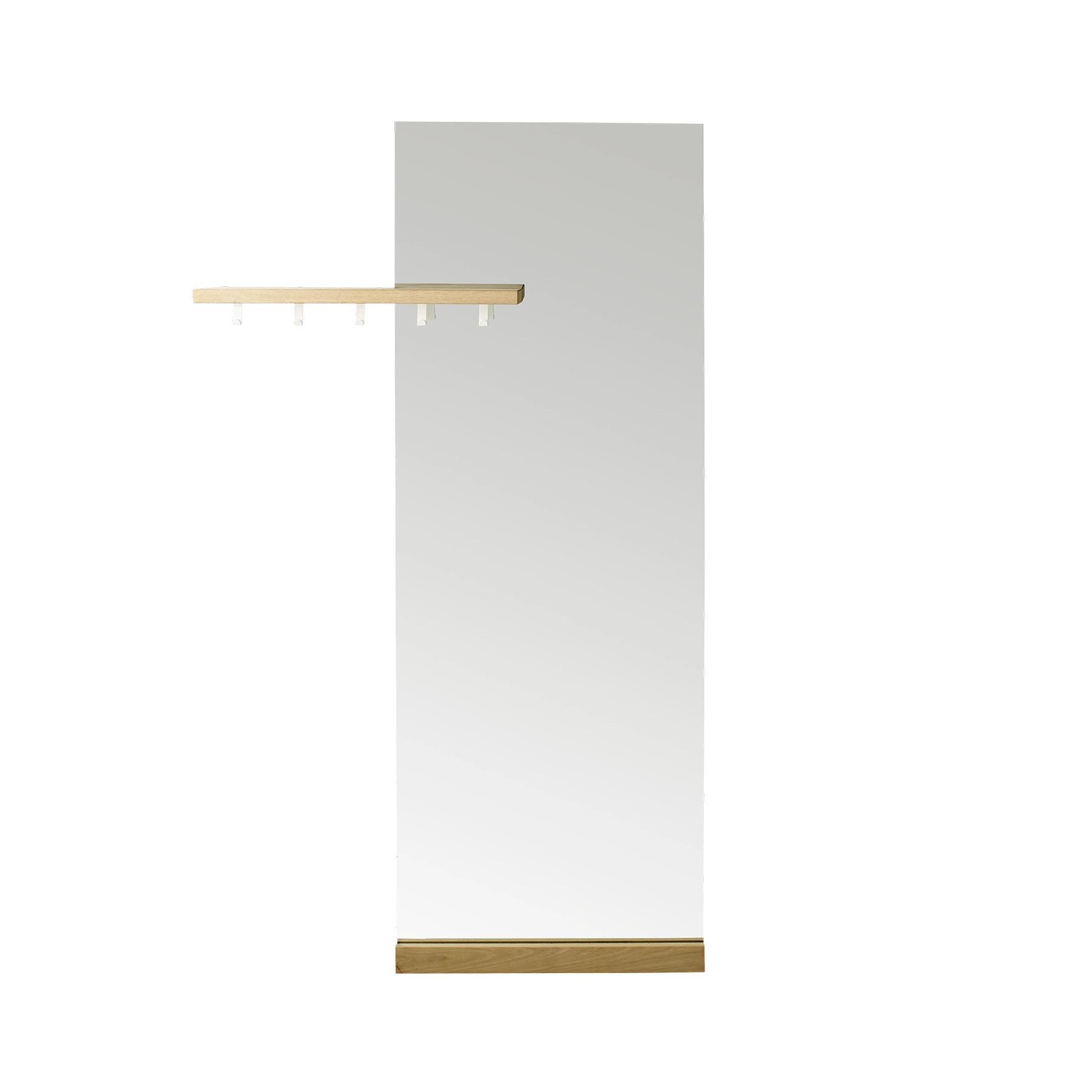 Bolia Shift Floor Mirror White Oiled Oak With Coat Rack Left Side Solid Oak Light Wood