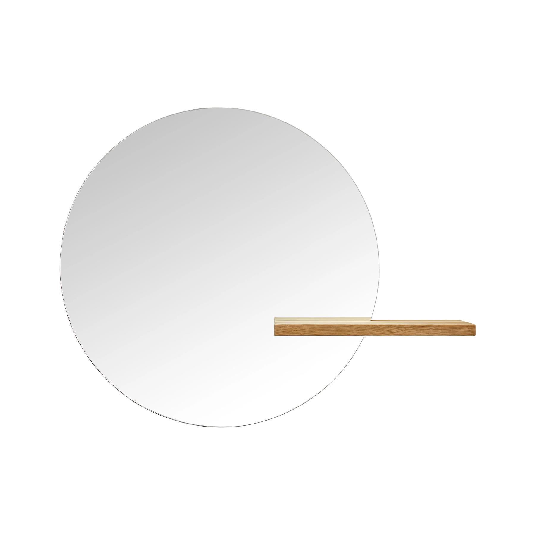 Bolia Shift Round Mirror With Shelf Large White Oiled Oak Solid Oak Light Wood