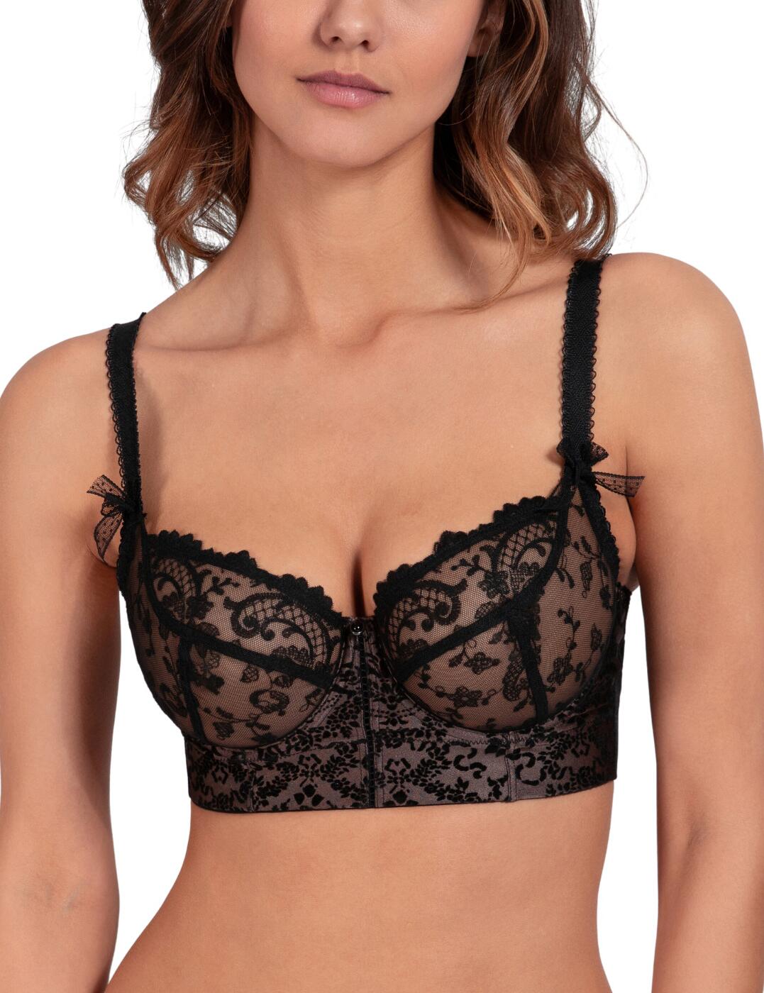 Indulge yourself with the captivatingly simplistic Empreinte Gaby bra. This luxurious longline bra is crafted from exquisite lace details and a comfortable and ultra-supportive fit. Boasting non-padding and underwired cups, this exceptional lingerie allows you to enjoy natural curves while feeling supported throughout. Additionally, adjustable shoulder straps provide flexibility to achieve your preferred fit while hook and eye fastening offers a secure finish throughout. If desired, opt for the matching set to complete a timeless feel.  Luxurious longline bra Non-padded for a natural and comfortable fit Underwired for support Hook and eye fastening Adjustable shoulder straps Elegant and feminine lace detailing Matching lingerie available Country of origin: Morocco Composition: 62% Polyamide &pipe; 17% Elastane &pipe; 13% Polyester &pipe; 8% Viscose Listed in UK sizes  61274-106296-1408286 11220 Longline Bra