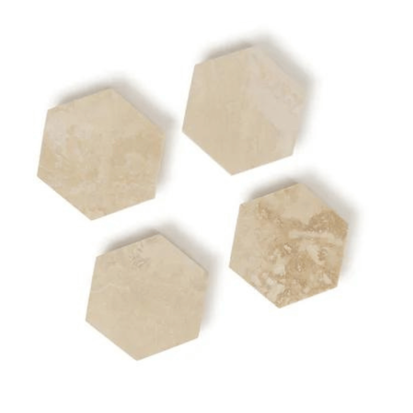 Marble Hexagon Coasters Set Of 4 Travertine