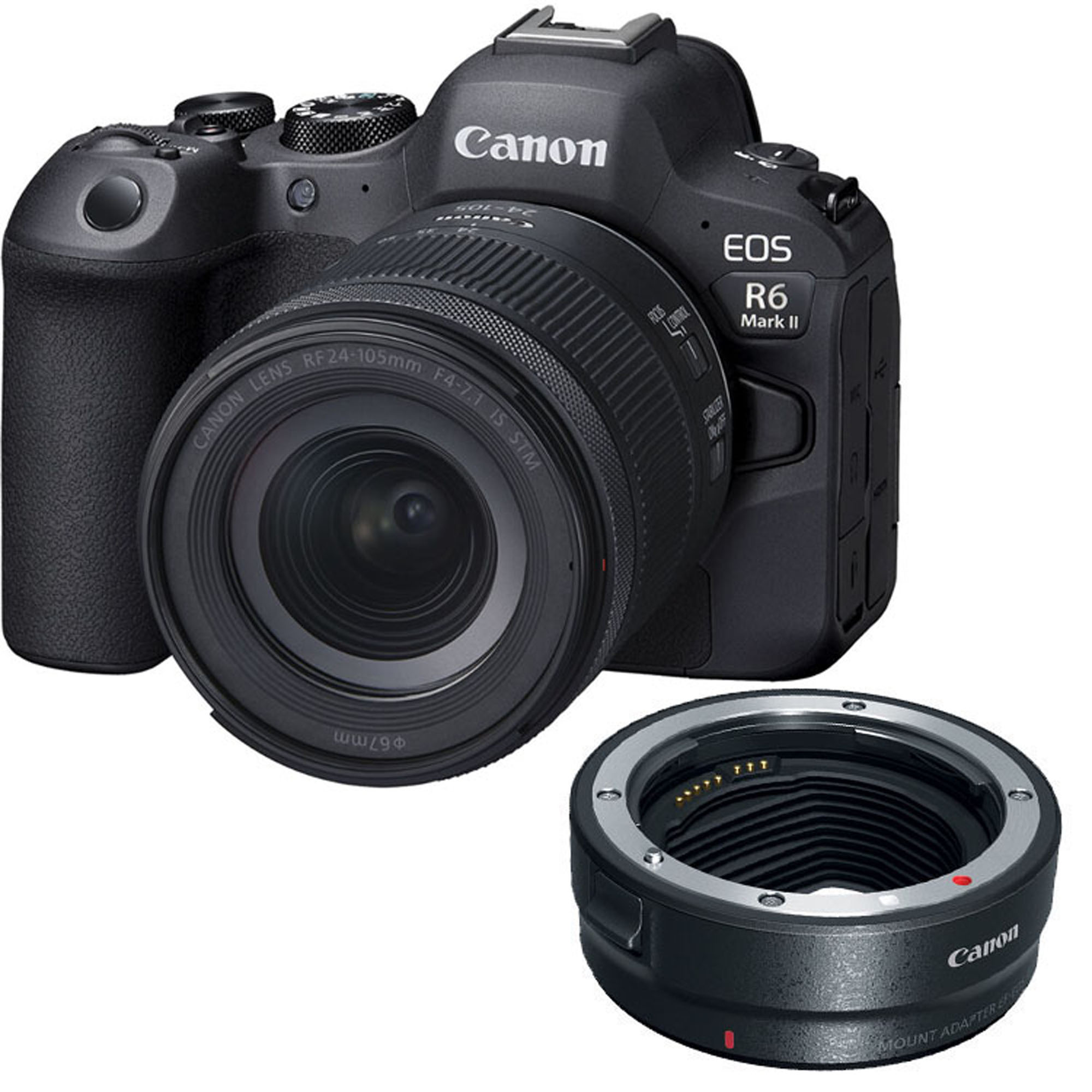 Canon EOS R6 Mark II Mirrorless Camera with RF 24-105mm f/4-7.1 IS STM Lens with EF-EOS R mount adapter