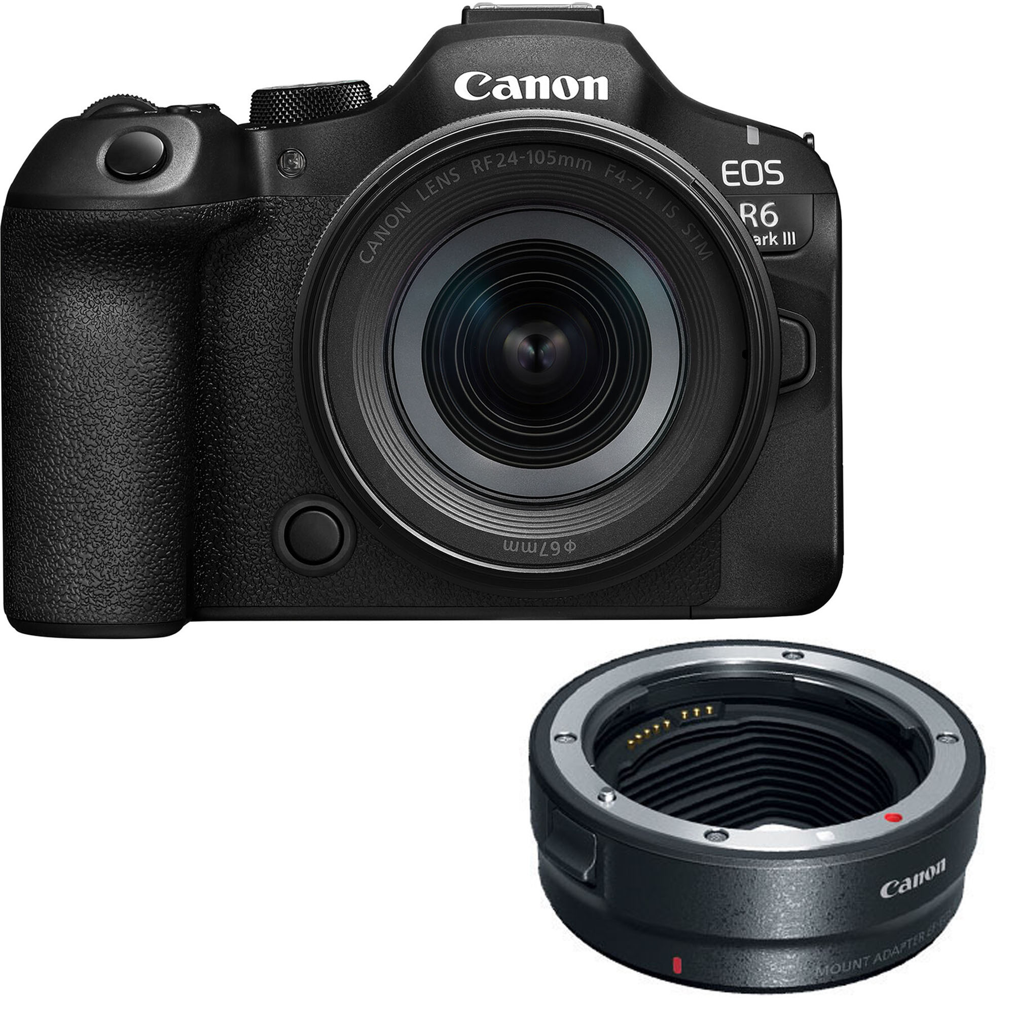 Canon EOS R6 Mark III Mirrorless Camera with RF 24-105mm f/4-7.1 IS STM Lens with EF-EOS R mount adapter