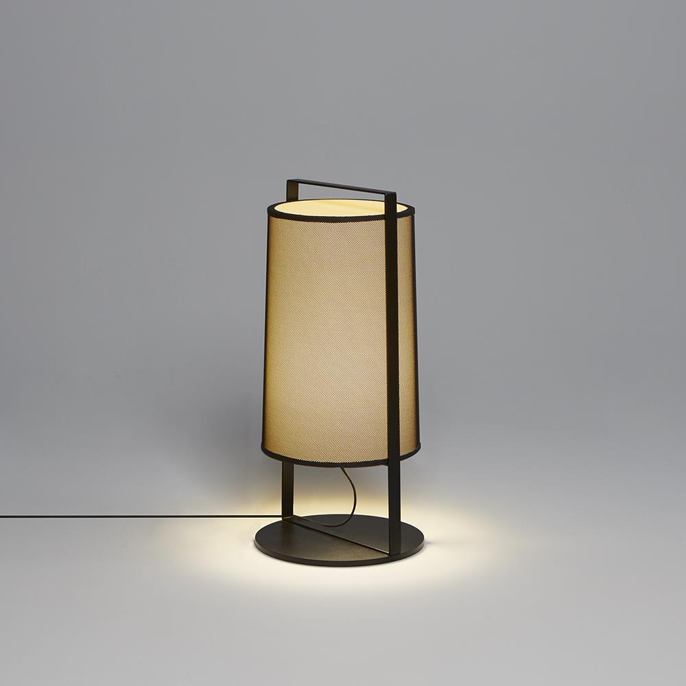 Macao Table Lamp Without Dimmer Beige Fabric And Black Net