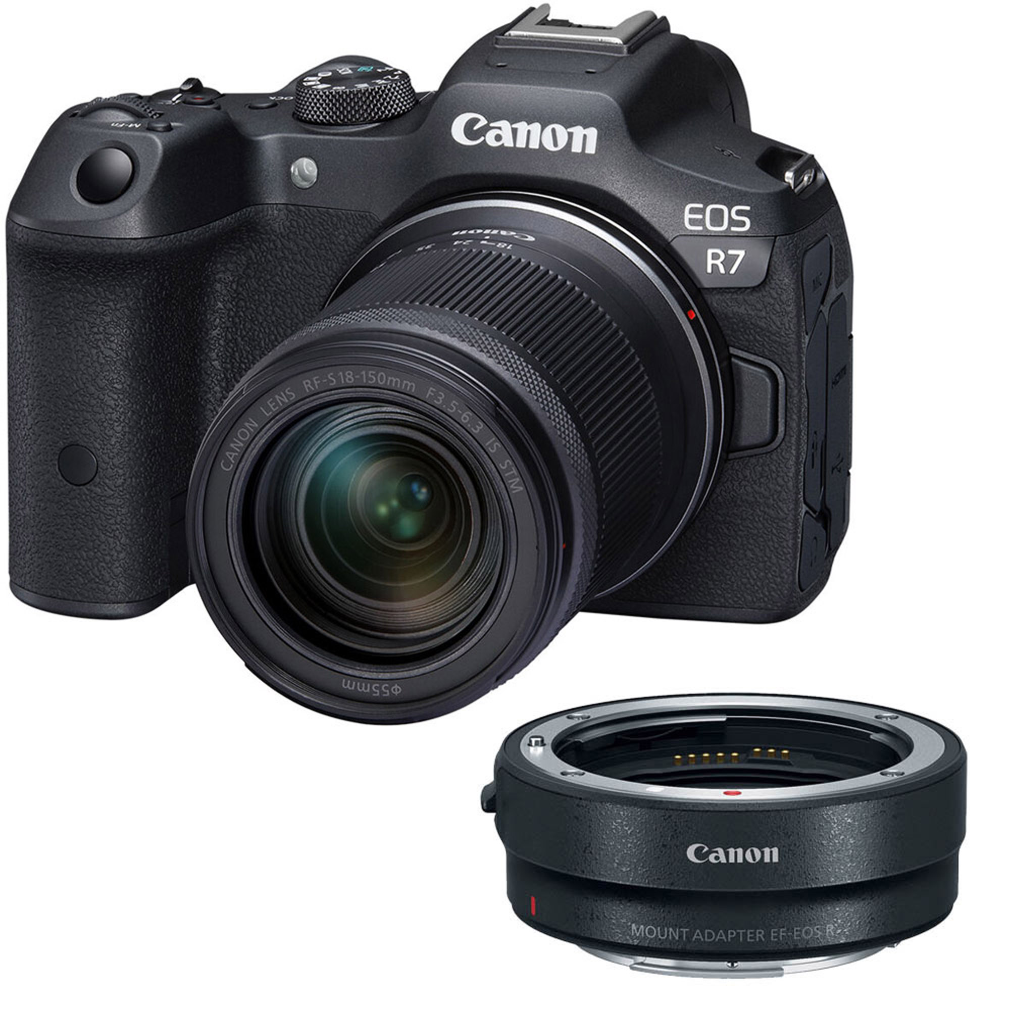 Canon EOS R7 Mirrorless Camera with RF-S 18-150mm f/3.5-6.3 IS STM Lens with EF-EOS R mount adapter