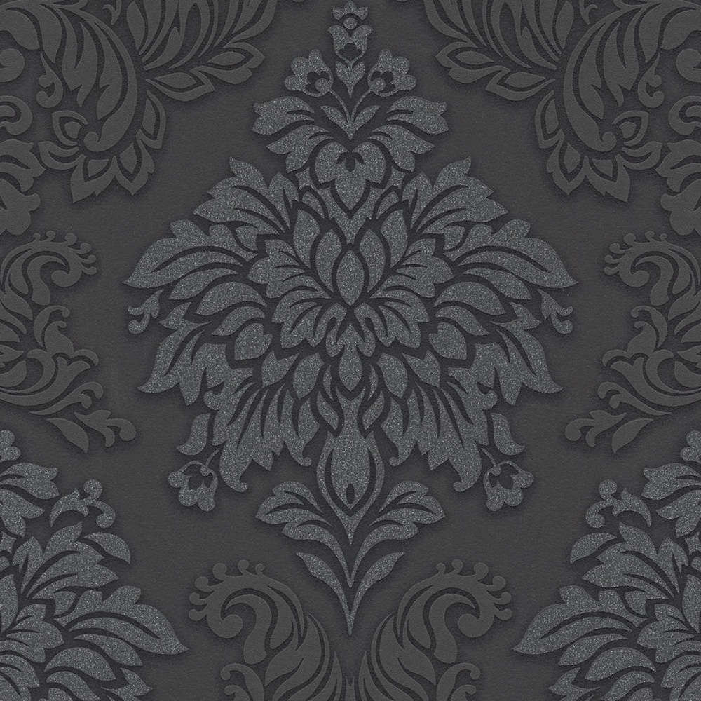 Lizzy London Baroque Damask Wallpaper Charcoal AS Creation 36898-4