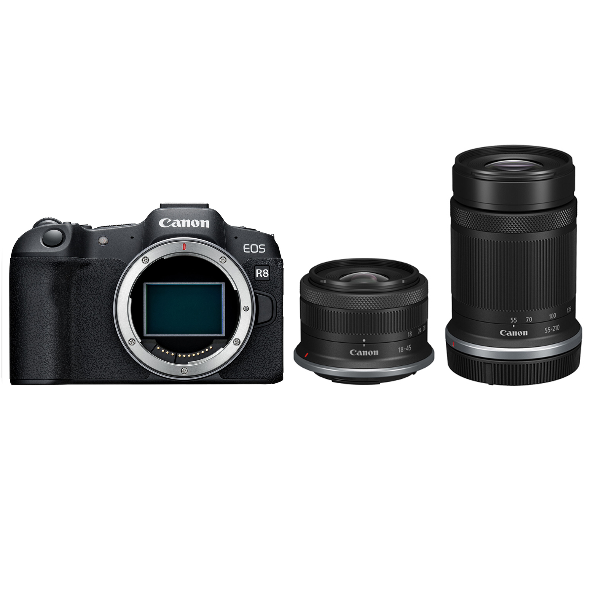 Canon EOS R8 Mirrorless Camera with RF-S 18-45mm and RF-S 55-210mm STM Lenses