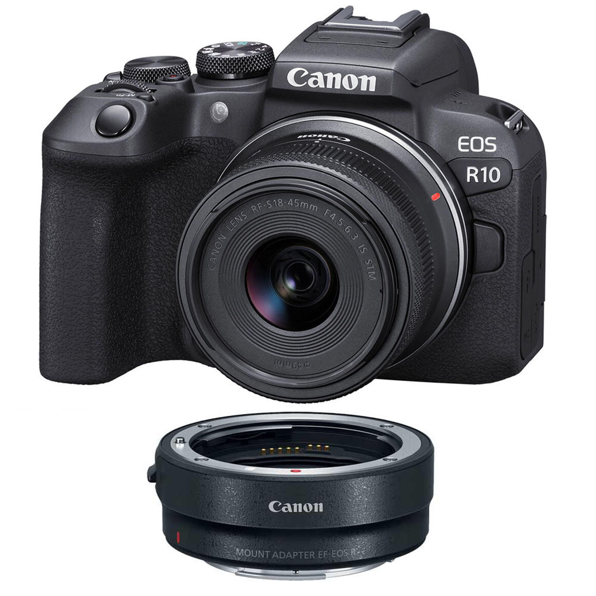 Canon EOS R10 Mirrorless Camera with RF-S 18-45mm STM Lens with EF-EOS R mount adapter